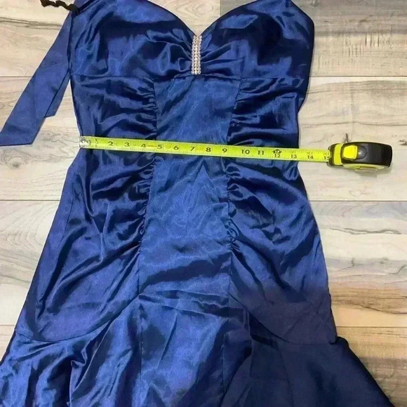 Kiki halter tie prom bodycon mini dress made in the USA,blue size medium - Picture 2 of 8
